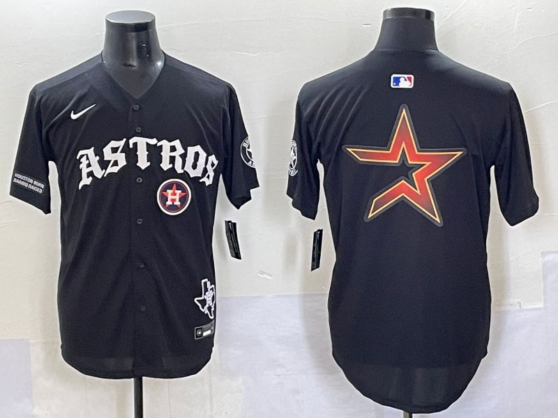 Men 2025 Houston Astros Blank Black Seven generations Joint Name Nike MLB Jersey style 20->houston astros->MLB Jersey